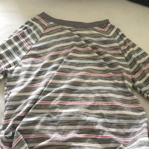 secret treasures small ( 4 - 6 ) sweater. grey, redish pink, blue, and yellow